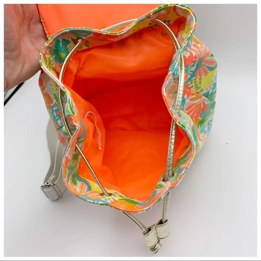 ‎Little Girls Floral Target Cloth Backpack NWOT